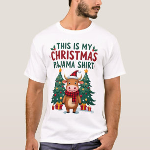 T-shirt Santa Cow Xmas Tree Lights C'est mon maillot de No