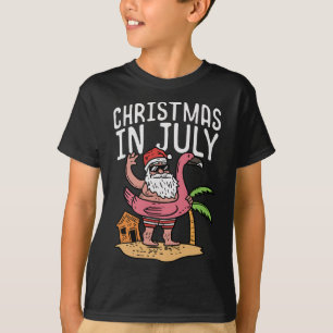 T-shirt Santa Flamingo Flotteur Drôle de Noël en Juillet