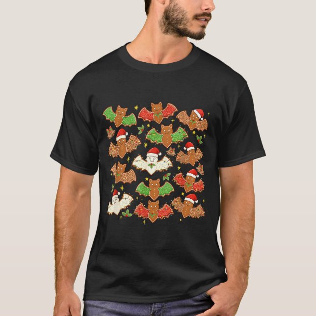 T-shirt Santa Hat Bat Soky Christmas Gingerbread Bats Xmas (Devant)