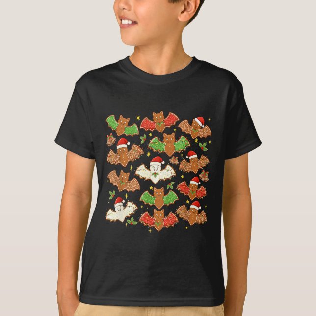 T-shirt Santa Hat Bat Soky Christmas Gingerbread Bats Xmas (Devant)