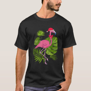 T-shirt Santa Hat Flamant rose Hawaii Été Christma