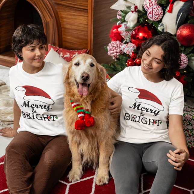 T-shirt Santa Hat Merry & Bright Christmas Femmes (Santa Hat Merry & Bright Christmas Women's T-Shirt)