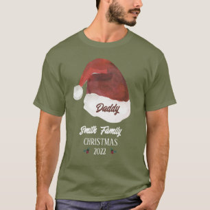 T-shirt Santa Hat Papa Famille Monogramme Noël