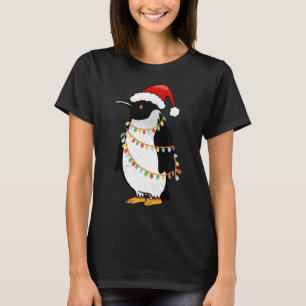 T-shirt Santa Hat Penguin lumières de Noël drôle King Peng