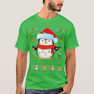 T-shirt Santa Hat Penguin Oiseau de Noël éclaire Pingouin 