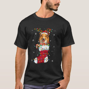 T-shirt Santa Hat Rough Collie Chien Chien Chien En Chauss