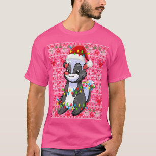 T-shirt Santa Hat Ugly Christmas Light Skunk