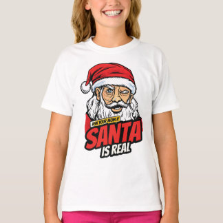 T-shirt Santa Is Real – Ask Your Mom Pop Art Winking Santa