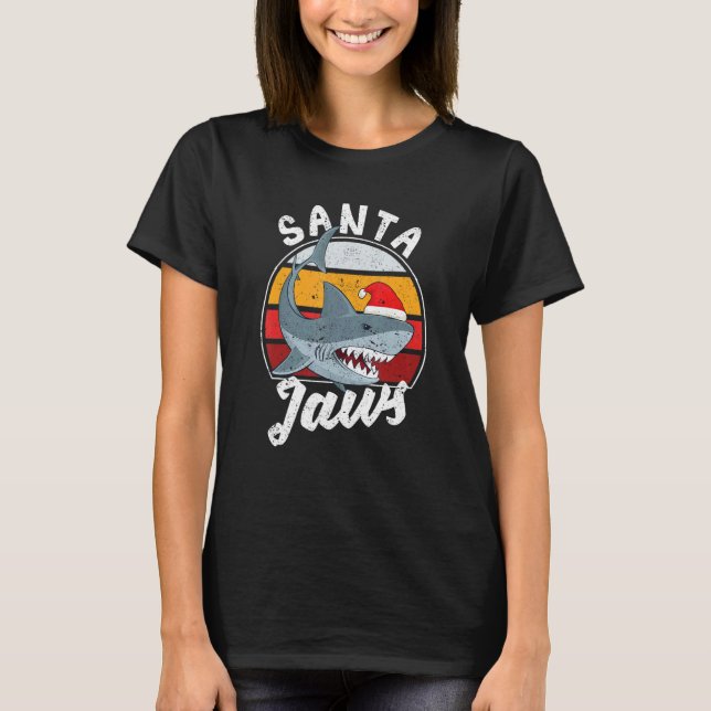 T-shirt Santa Jaws Christmas Shark Claus Xmas PJs Anglers  (Devant)