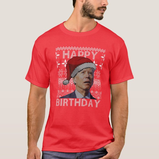 T-shirt Santa Joe Biden Happy Birthday Confused Funny Ugly (Devant)