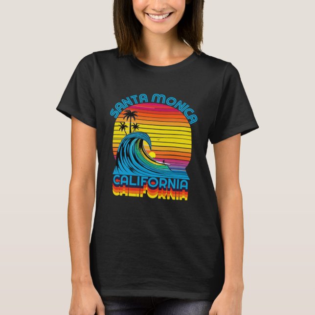 T-shirt Santa Monica Retro Throwback Surf & Beach Souvenir (Devant)