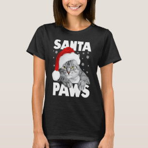 T-shirt Santa Paws Kitty Chat de Noël Drôle 1