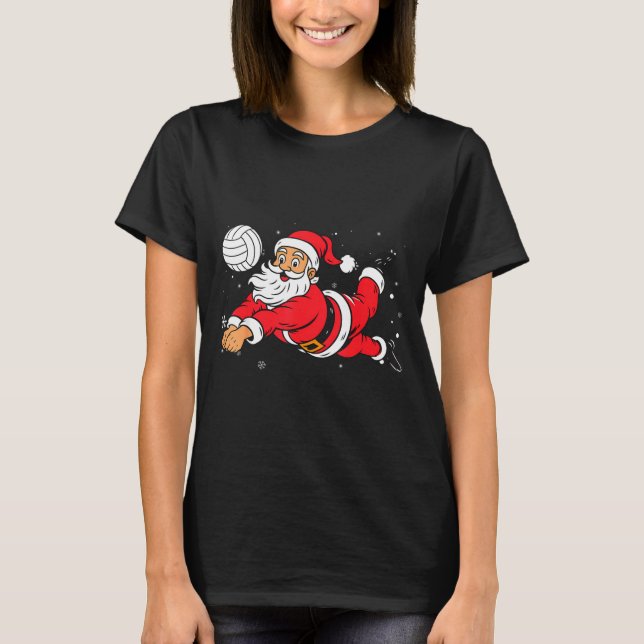 T-shirt Santa Playing Volleyball Christmas Pajama Cool Srt (Devant)