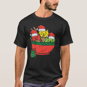 T-shirt Santa Ramen Cats Anime Christmas Pajamas Xmas Pjs