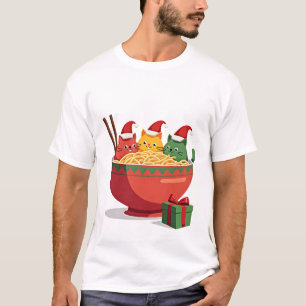 T-shirt Santa Ramen Cats Anime Noël Xmas Enfants Filles M