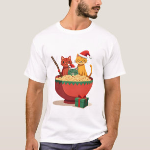 T-shirt Santa Ramen Cats Anime Noël Xmas Enfants Filles M