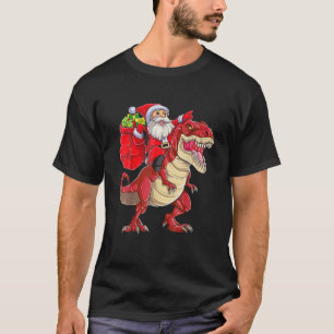 T-shirt Santa Riding Dinosaur T Rex Christmas Tee