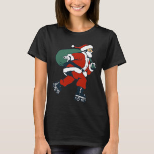 T-shirt Santa Roller Skating Fun Noël Patineur Enfants Gar