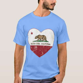 T-shirt Santa Rosa Californie Amour Cœur en Détresse Overs