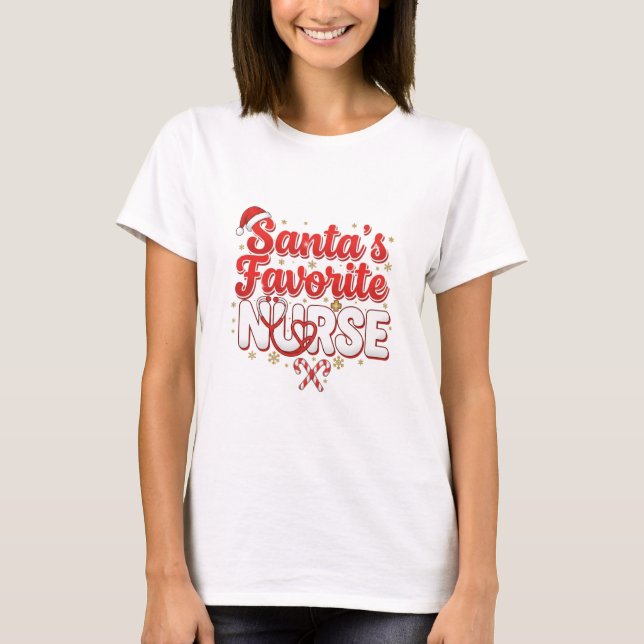 T-shirt Santa’s Favorite Nurse Christmas Shirt (Devant)