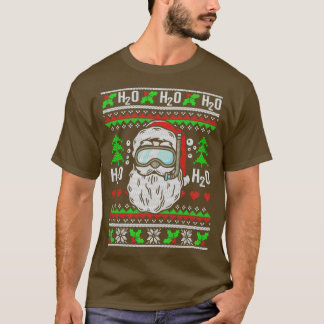 T-shirt Santa Scuba Diving H2O H2O H2O Funny Ugly Christma