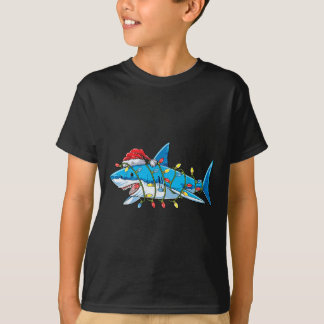 T-shirt Santa Shark Christmas Lights Sharkma Tree Xmas Bo