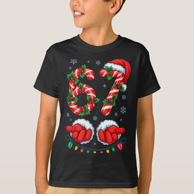 T-shirt Santa Six Seven 67 Meme Christmas 67 Candy Cane Ki (Devant)