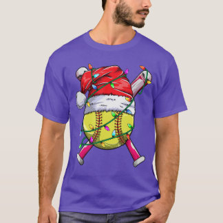 T-shirt Santa Sports Design Women Girls Christmas Softball