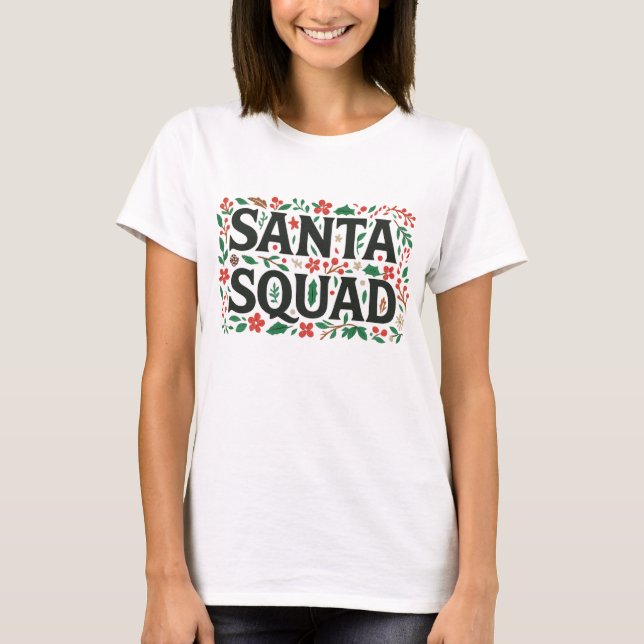 T-shirt Santa Squad Botanical Print | Floral Christmas  (Devant)