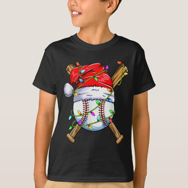 T-shirt Santa Srts Design For Men Boys Christmas Baseball  (Devant)