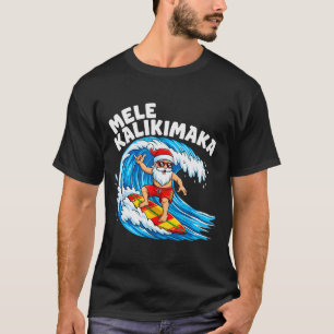 T-shirt Santa surfant Mele Kalikimaka Noël hawaïen