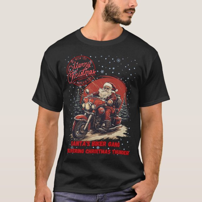 T - Shirt Santas Biker Gang Frohe Weihnachten (Vorderseite)