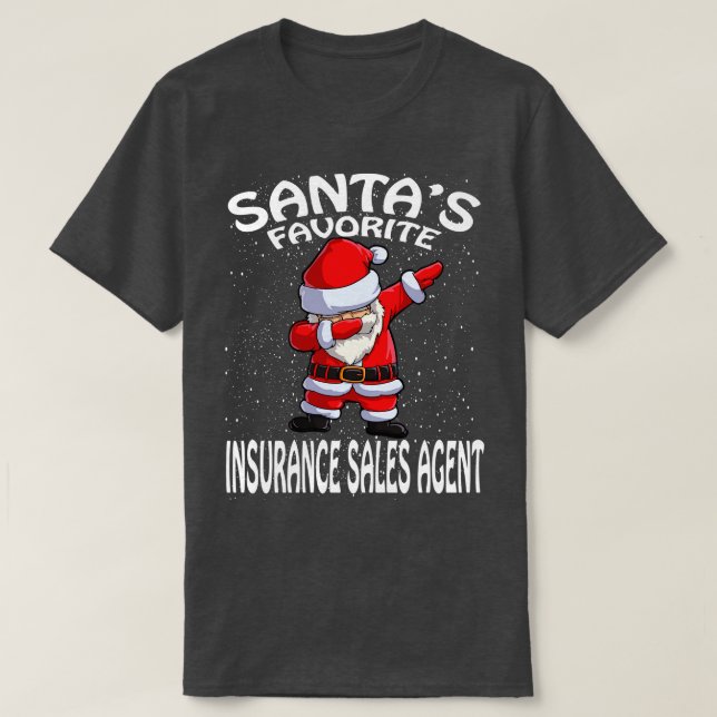 T-shirt Santas Favori Assurance Vente Agent Noël (Design devant)