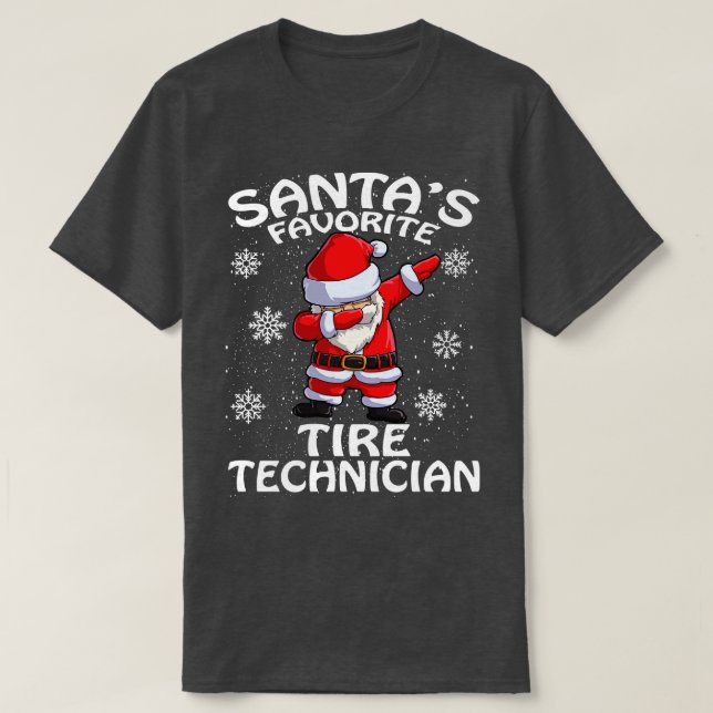 T-shirt Santas Favori Tire Technicien Noël (Design devant)