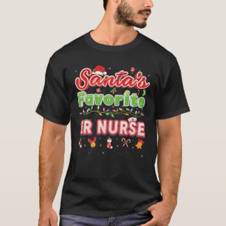 T-shirt Santa's Favorite ER Nurse Christmas Santa Hat Ligh