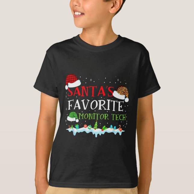 T-shirt Santa's Favorite Monitor Tech Fun Christmas  (Devant)