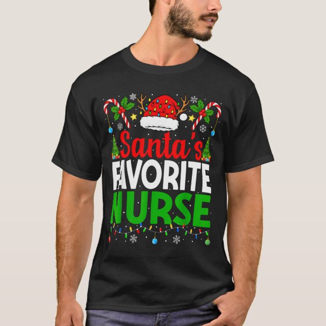 T-shirt Santas Favorite Nurse Rn Christmas Nursing Christm (Devant)