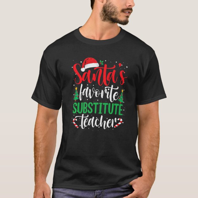 T-shirt Santa's Favorite Substitute Teacher Christmas Sant (Devant)