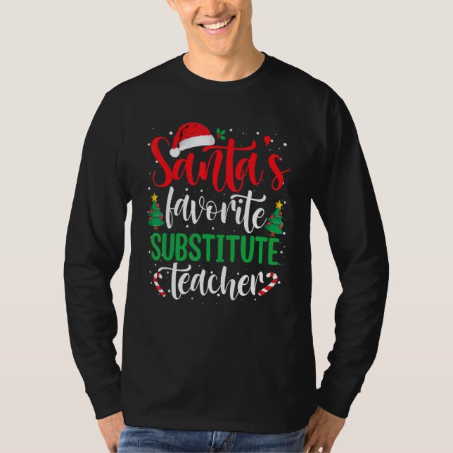 T-shirt Santa's Favorite Substitute Teacher Christmas Sant (Devant)