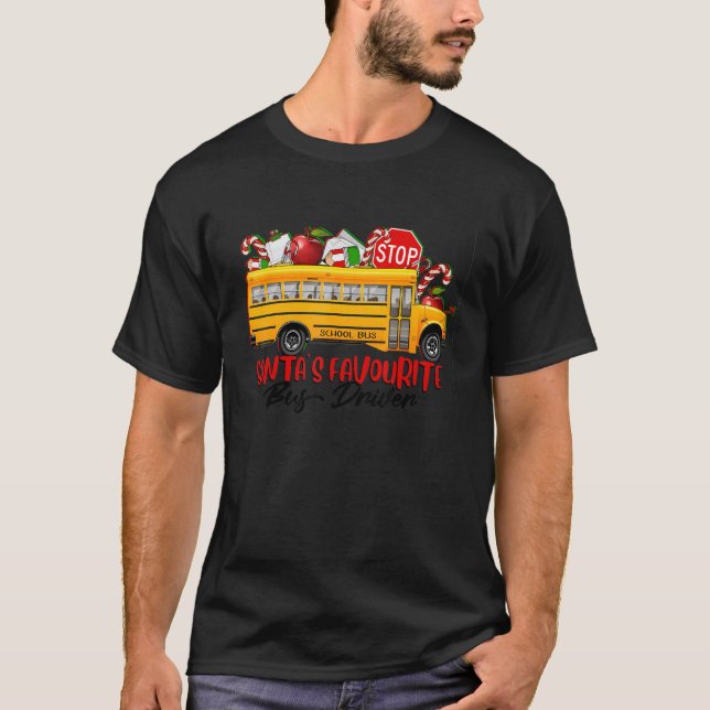 T-shirt Santa's Favourite Bus Driver Christmas Delivery Ca (Devant)