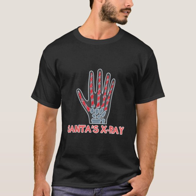 T-shirt Santas XRay Sucre de canne de Noël Radiolog (Devant)