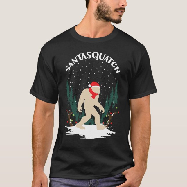 T-shirt Santasquatch Sasquatch Funny Bigfoot Noël (Devant)