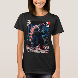 T-shirt Santazilla Monstre Japonais Kaiju Dinosaure Noël