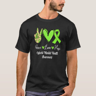 T-shirt Santé mentale mondiale WMH Peace Love Hope Lime Gr