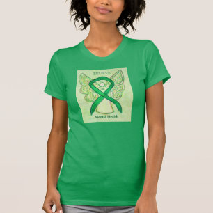 T-shirt Santé mentale Sensibilisation verte Ruban Angel Ch