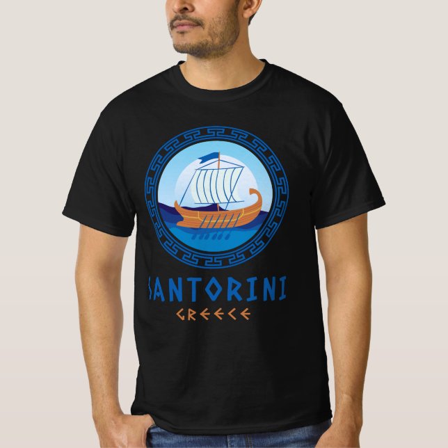 T-shirt Santorin, Grèce Design de navires grecs Hommes (Devant)
