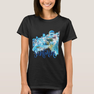 T-shirt Santorin Grèce île Aquarelle Souvenir Pittoresque