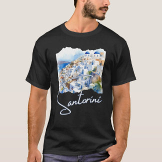 T-shirt Santorin Grèce Peinture Santorin