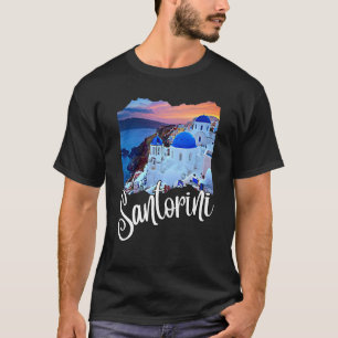 T-shirt Santorin Grèce Peinture Souvenir Voyage Pour Homme