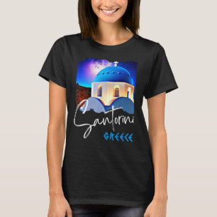 T-shirt Santorin Grèce Peinture Souvenir Voyage Pour Homme